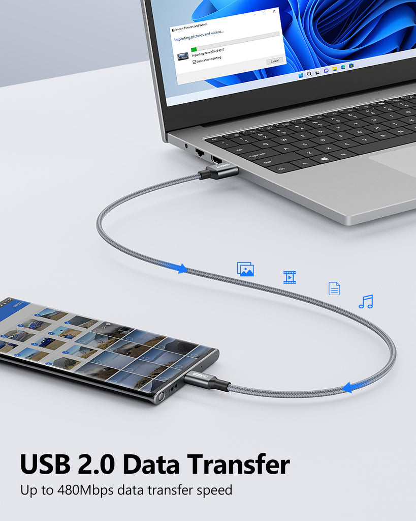 SUNGUY USB Type C Cable Fast Charging Data Cable B004C