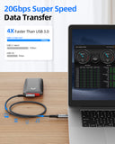 SUNGUY Right Angle USB C to USB C Cable,20Gbps USB C 3.2 Gen 2 Data 100W PD Cable B040CC#