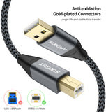 SUNGUY Long USB A to B 2.0 Printer Cable B100#