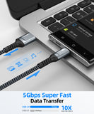 SUNGUY USB 3.0 A to USB C Charger Cable 5Gbps High Speed & Data Transfer Compatible B025C#