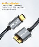 SUNGUY USB C to Micro B Cable USB 3.0, USB C Male to Micro B Male Hard Drive Cable Compatible (Wholesale & Customized)