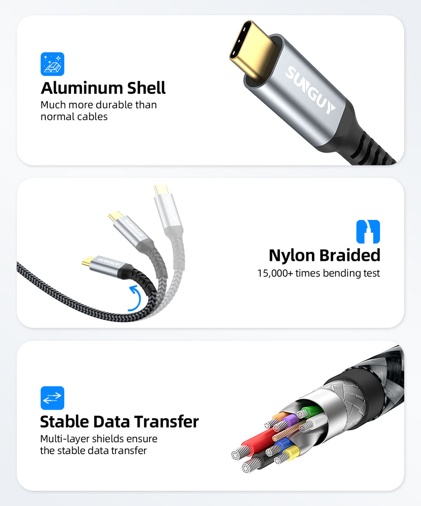 USB C 3.1 Gen 2 USB A Android Auto Cable 10Gbps 3A USB A to C Data Fast Charging Cable B104# (Wholesale & Customized)