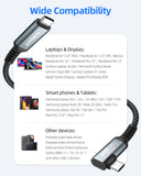 SUNGUY Right Angle USB C to USB C Cable,20Gbps USB C 3.2 Gen 2 Data 100W PD Cable B040CC#