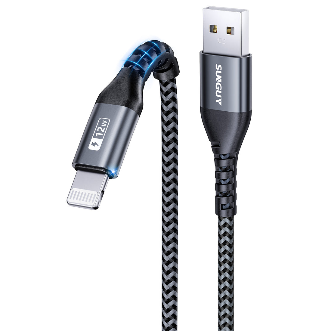 SUNGUY USB A to Lightning Cable, iPhone Charger Cable Nylon Braided, B005AL