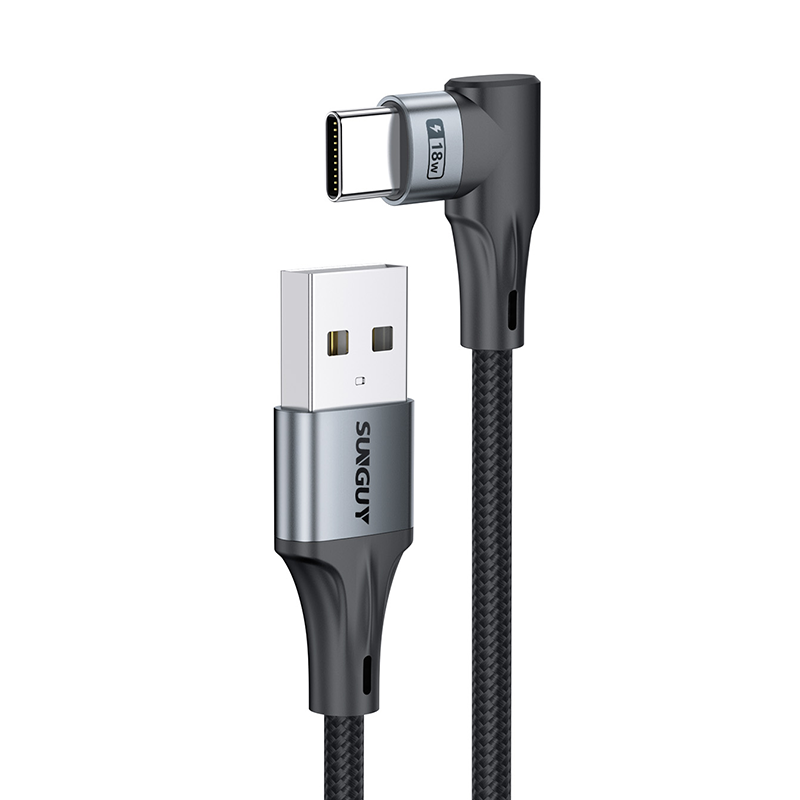 SUNGUY 90 Degree USB C to USB A Fast Charging Data Cable,B086AC