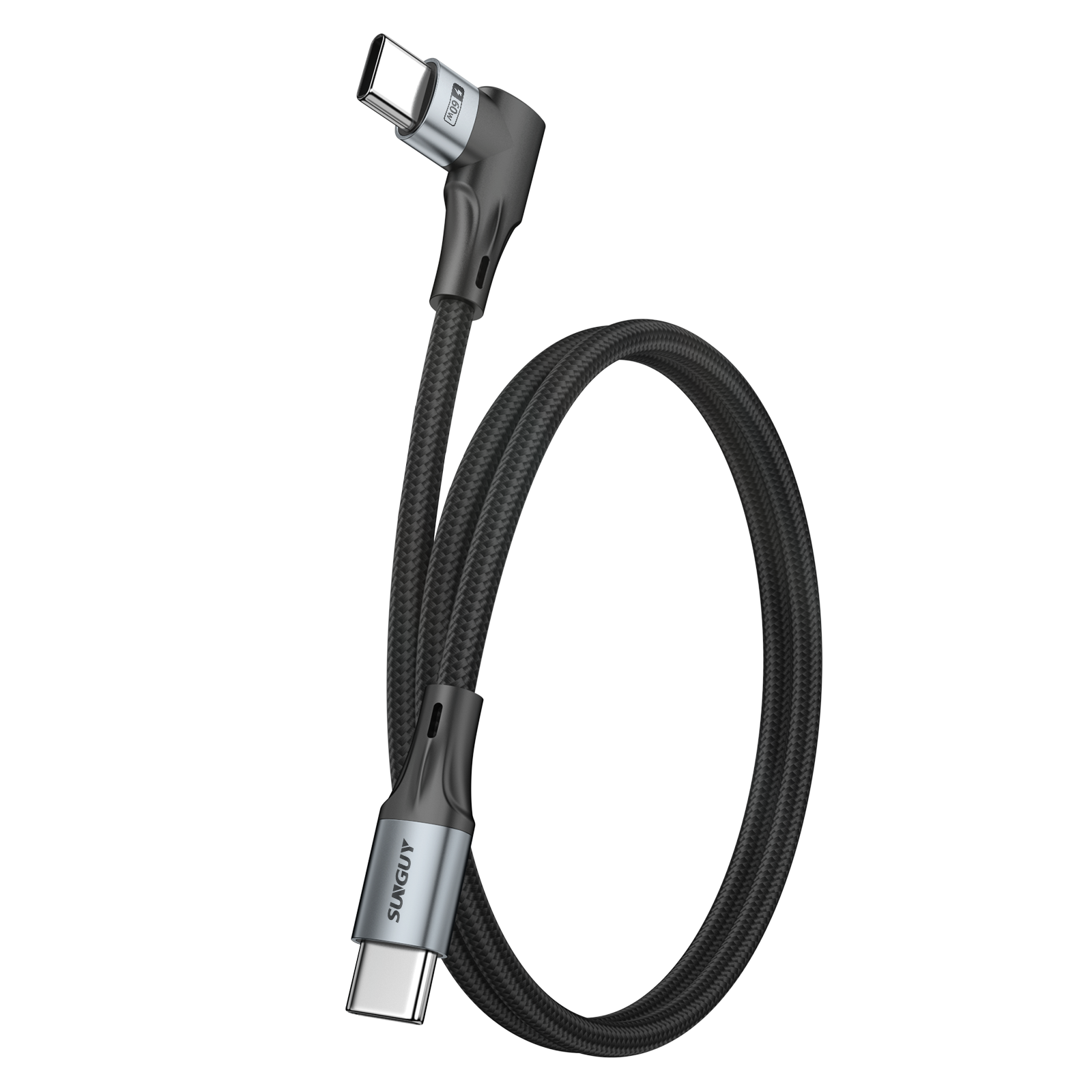 SUNGUY Right Angle 90 Degree USB C to USB C Cable, for Thick Case 60W Fast Charging, B086CC