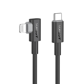 SUNGUY Right Angle USB C to Lightning Cable, 27W Fast Charging for iPhone, B030CL