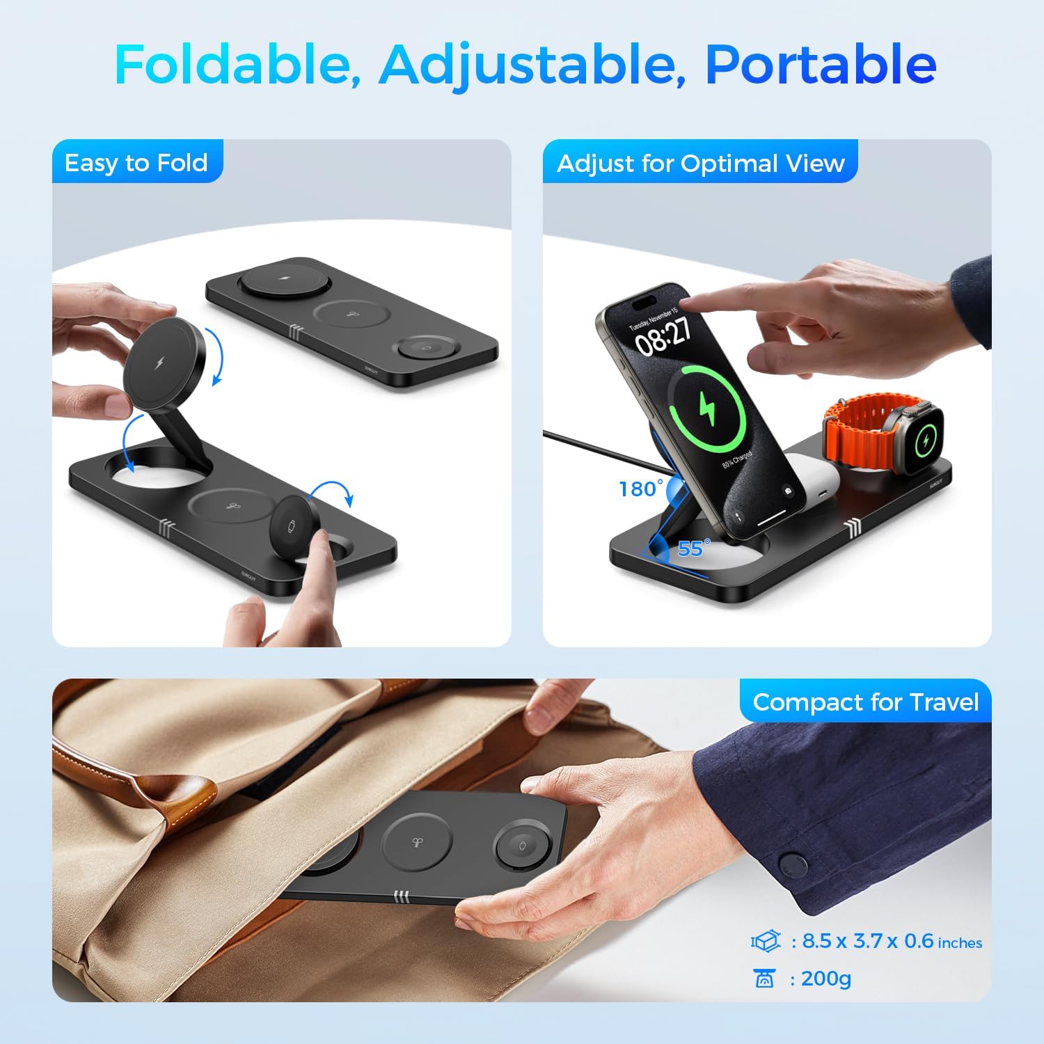 3 in 1 Wireless Charging Station for Apple Dvices, V5