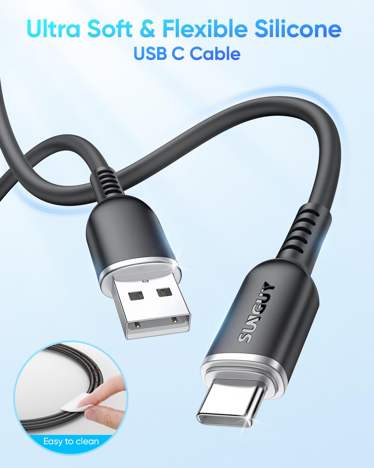 SUNGUY USB A to USB C Cable, Silicone, B065AC