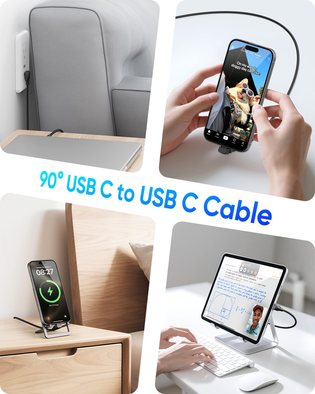 SUNGUY 90-Grad 60W USB-C Ladekabel, B083CC