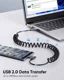 Right Angle Coiled Cable, 90 Degree USB A to USB C Cable, 4Ft/1.2M, B082AC