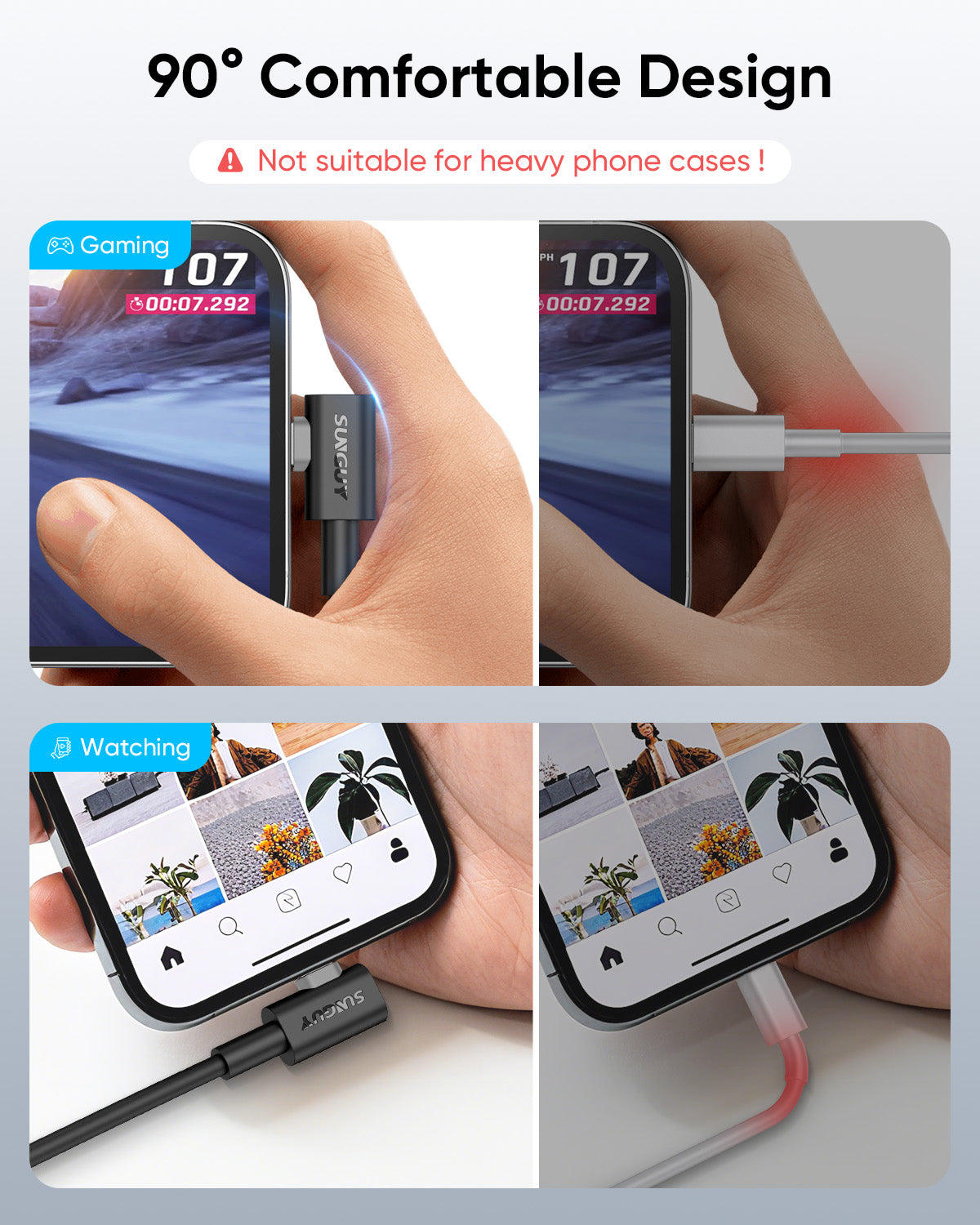 SUNGUY Right Angle USB C to Lightning Cable, 27W Fast Charging for iPhone, B030CL