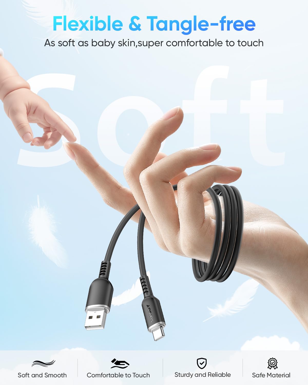 SUNGUY USB A to USB C Cable, Silicone, B065AC