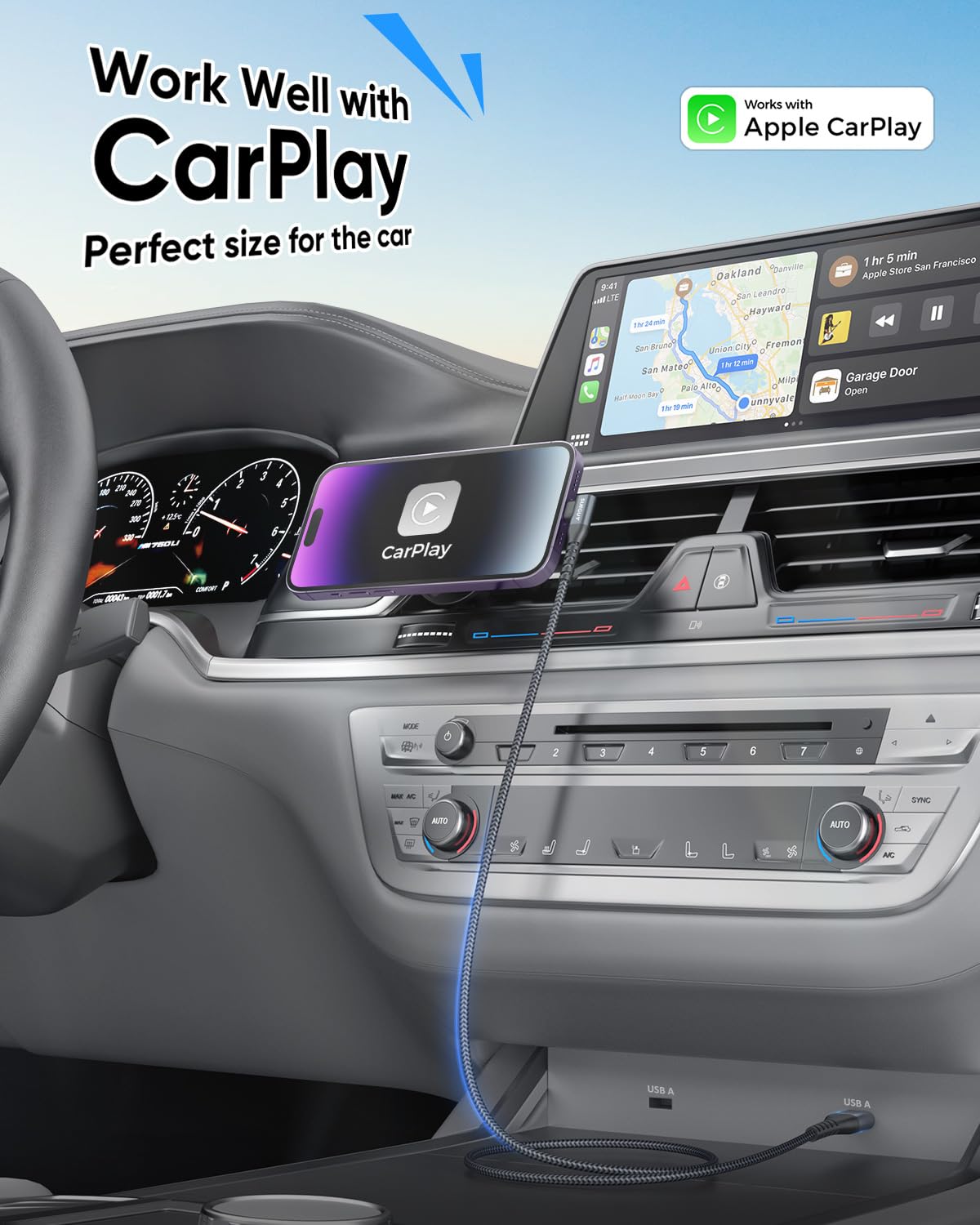 SUNGUY USB A to Lightning Cable, Right Angle, iPhone Charger Cord, B007AL