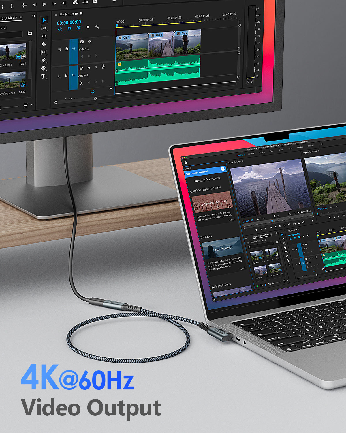 SUNGUY USB C Extension Cable 20Gbps 4K Output USB 3.2 Gen2 USB C Male to C Female 100W Charging Cable, B122