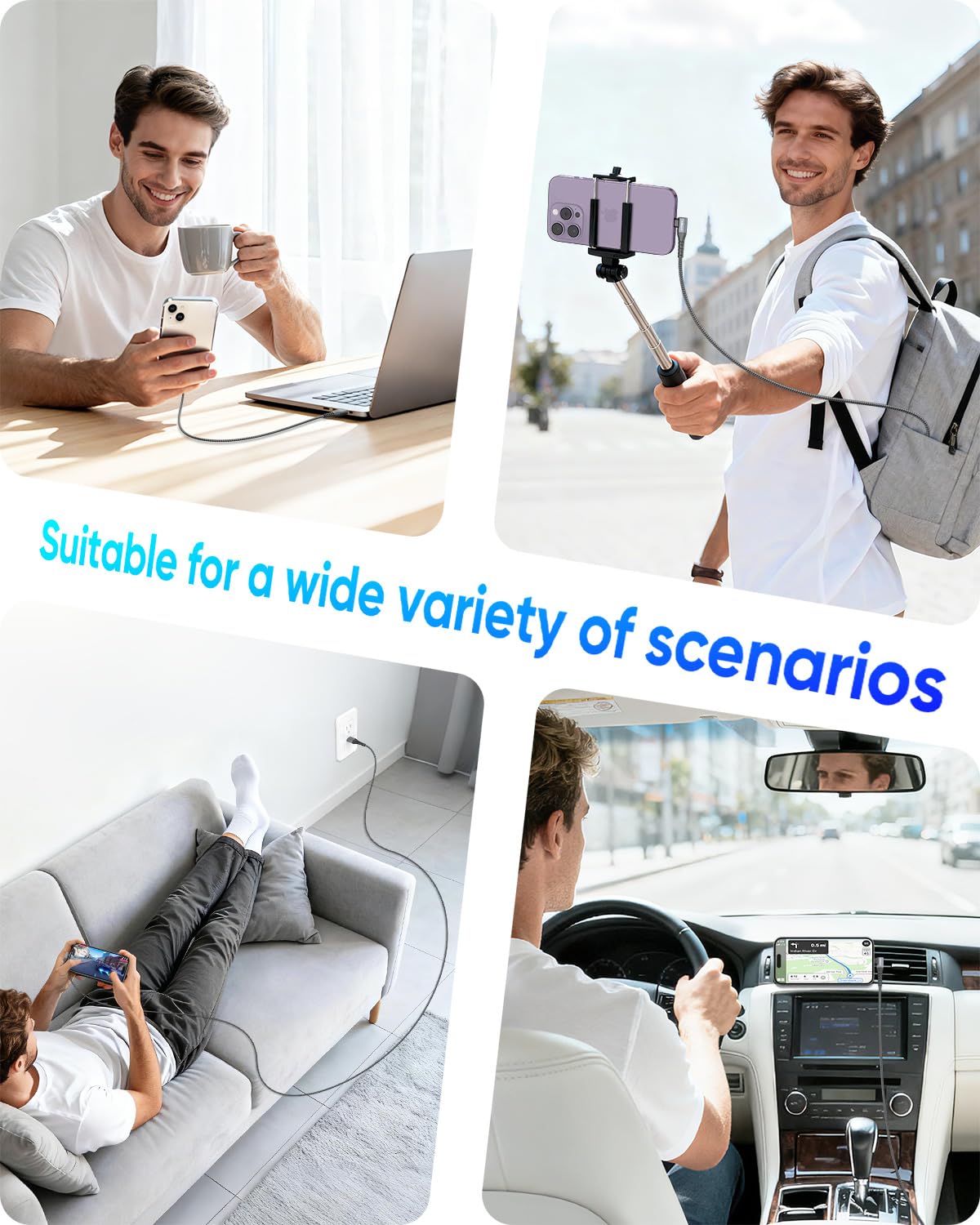 SUNGUY USB A to Lightning Cable, Right Angle, iPhone Charger Cord, B007AL