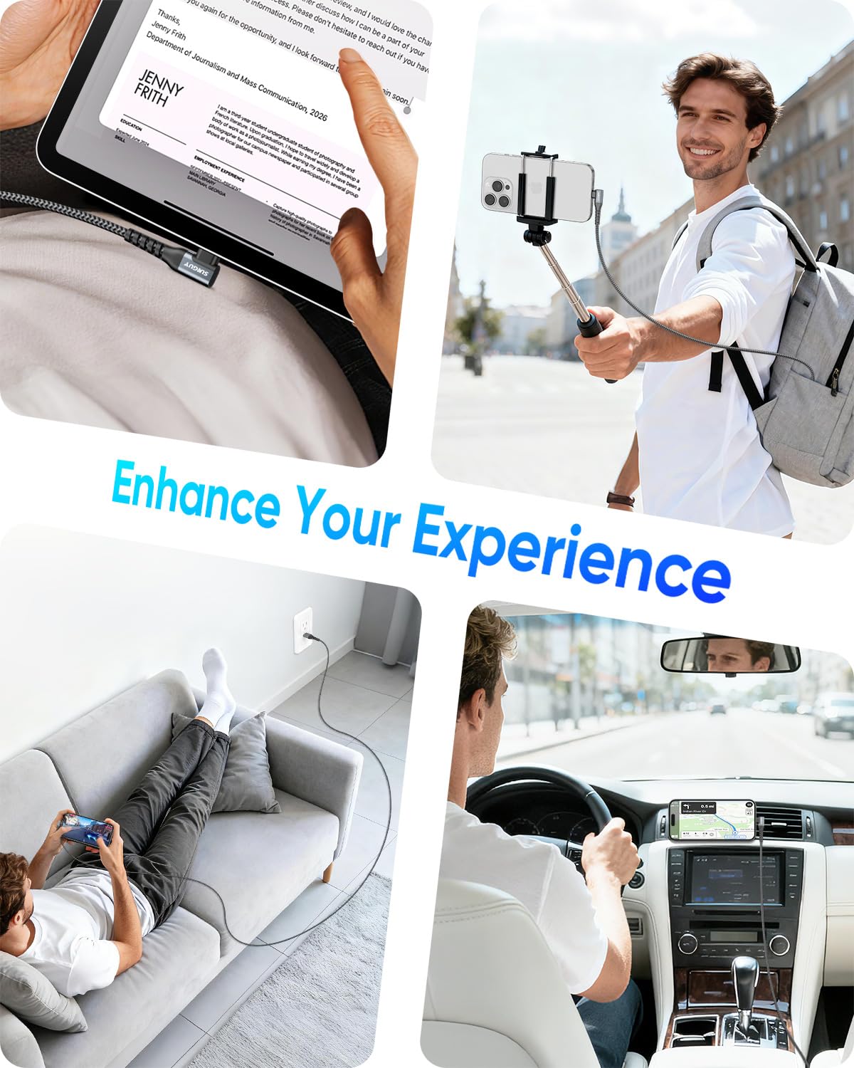 SUNGUY USB A to USB C Charger Cable, Right Angle, B007AC