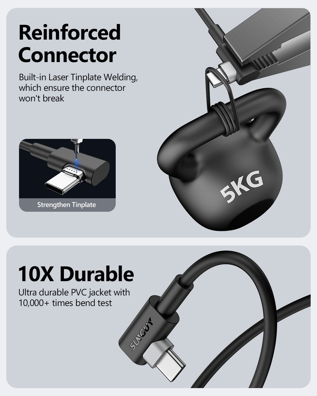 SUNGUY USB A to USB C  Cable 18W Fast Charging Data Cable,  B030AC