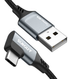 SUNGUY 90 Degree USB Type C Cable  Wholesale 100pcs / lot 3A USB 2.0 Fast Charger Cable