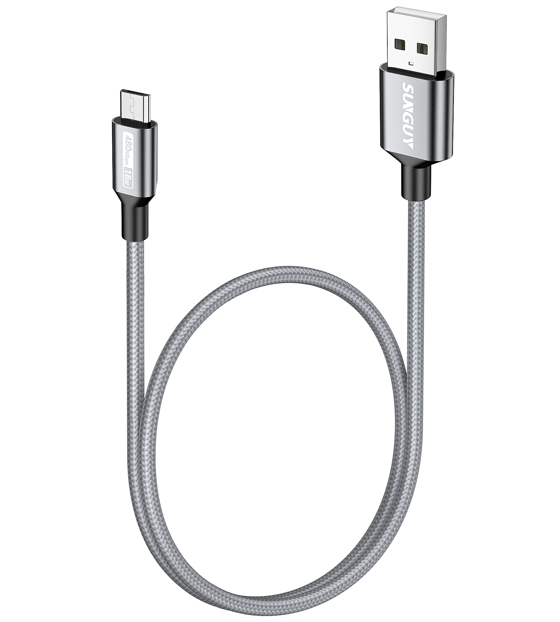 SUNGUY Micro USB 2.0 Nylon Braided Fast Charging & Data Cable, B004B