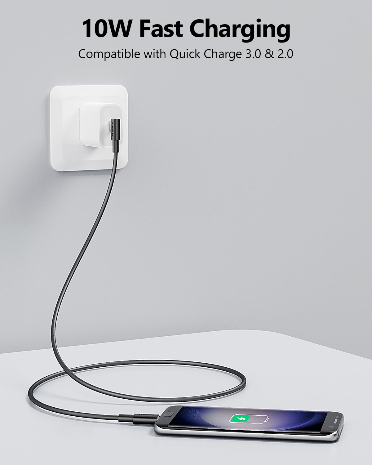 SUNGUY Micro USB  to USB C Right Angle cable charging cable, B030BC