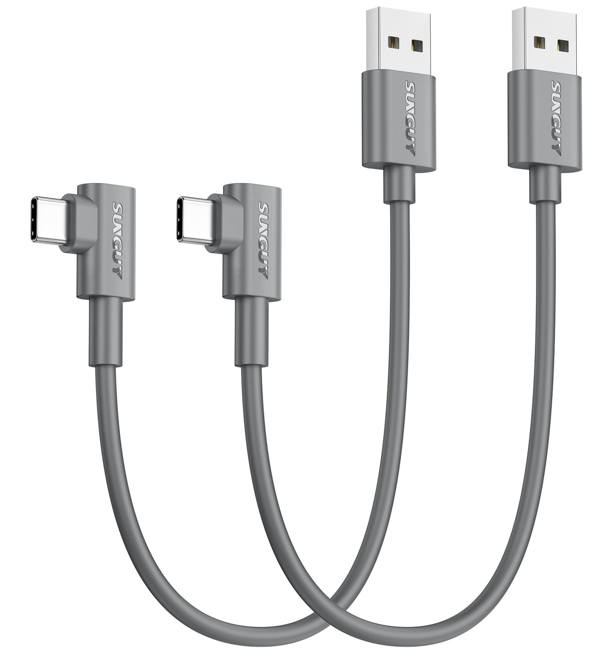 SUNGUY 90 Dgree USB A to USB C Cable 18W Fast Charging Data Cable, B030AC