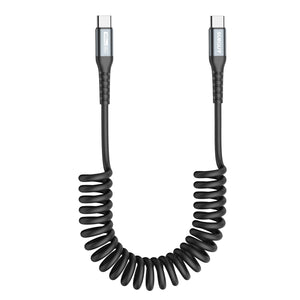 SUNGUY Coiled USB C to USB C Charger Cable for Car, Android Auto USB-C Fast Charging Cord B060CC#