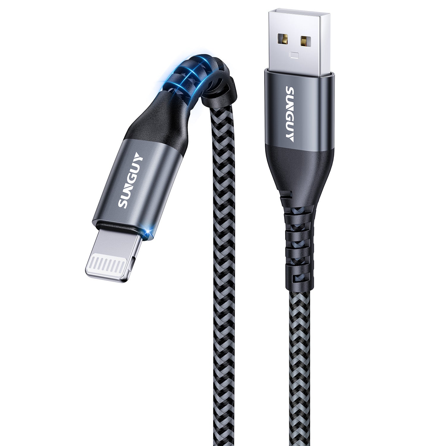 SUNGUY USB A to Lightning Cable, iPhone Charger cable Nylon Braided, B005AL