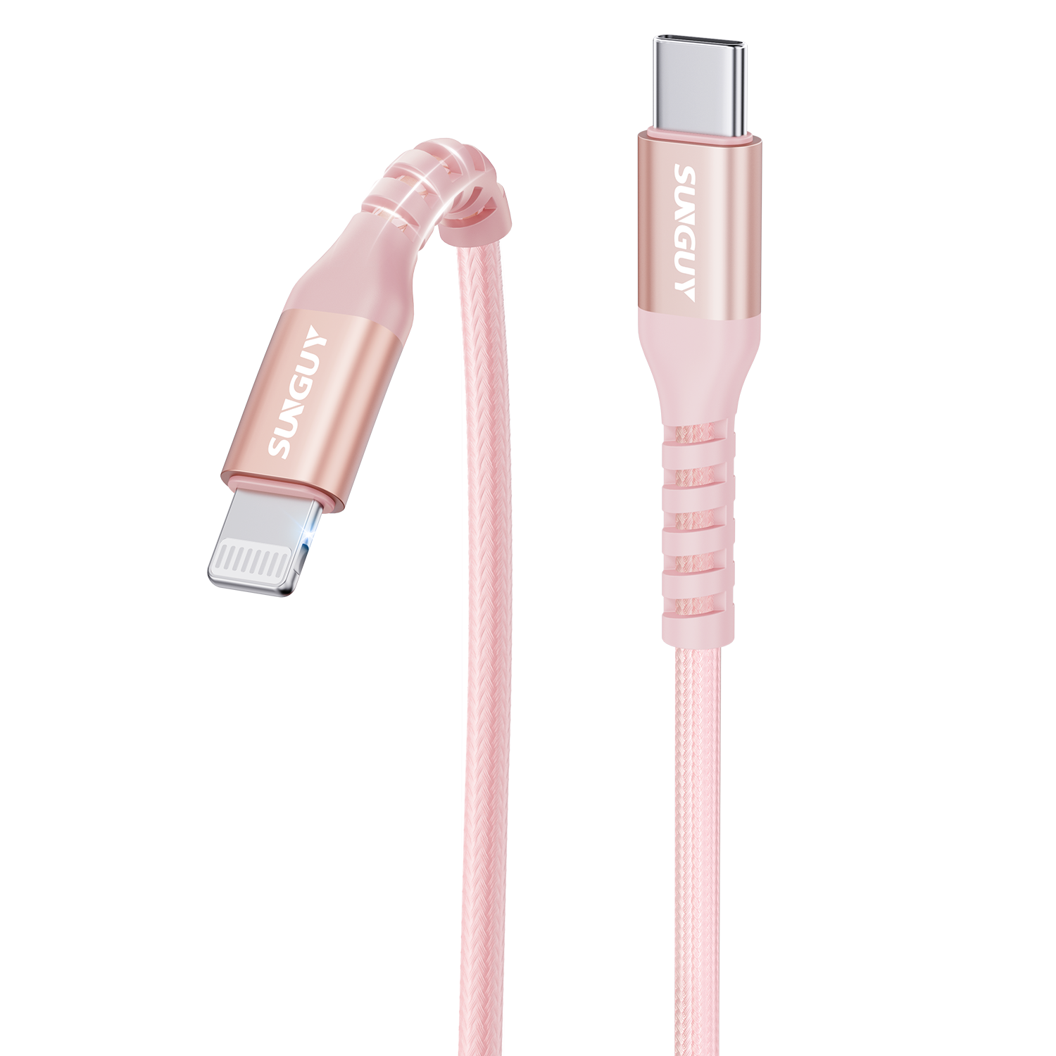 SUNGUY USB C to Lightning Cable, iPhone Charger cable Nylon Braided, B005CL