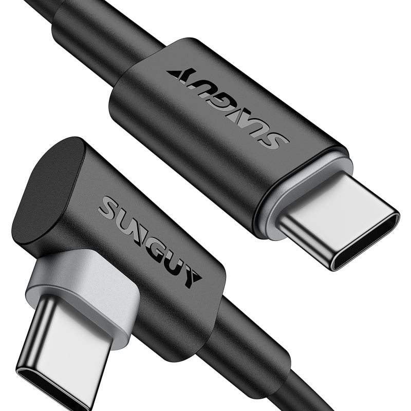 SUNGUY USB C to USB C Cable 90Degree Right Angle 60W Fast Charging Cable, B033CC