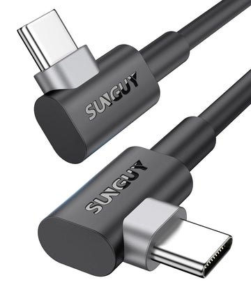 SUNGUY USB C to USB C Cable, 60W Fast Charging 90 Degree Right Angle, B032