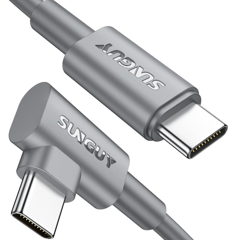 SUNGUY USB C to USB C Cable 90Degree Right Angle 60W Fast Charging Cable, B033CC