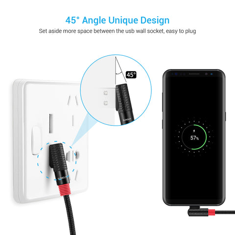 SUNGUY Right Angle 3A USB C Cable Fast Charging Data Cable (Wholesale & Customized)