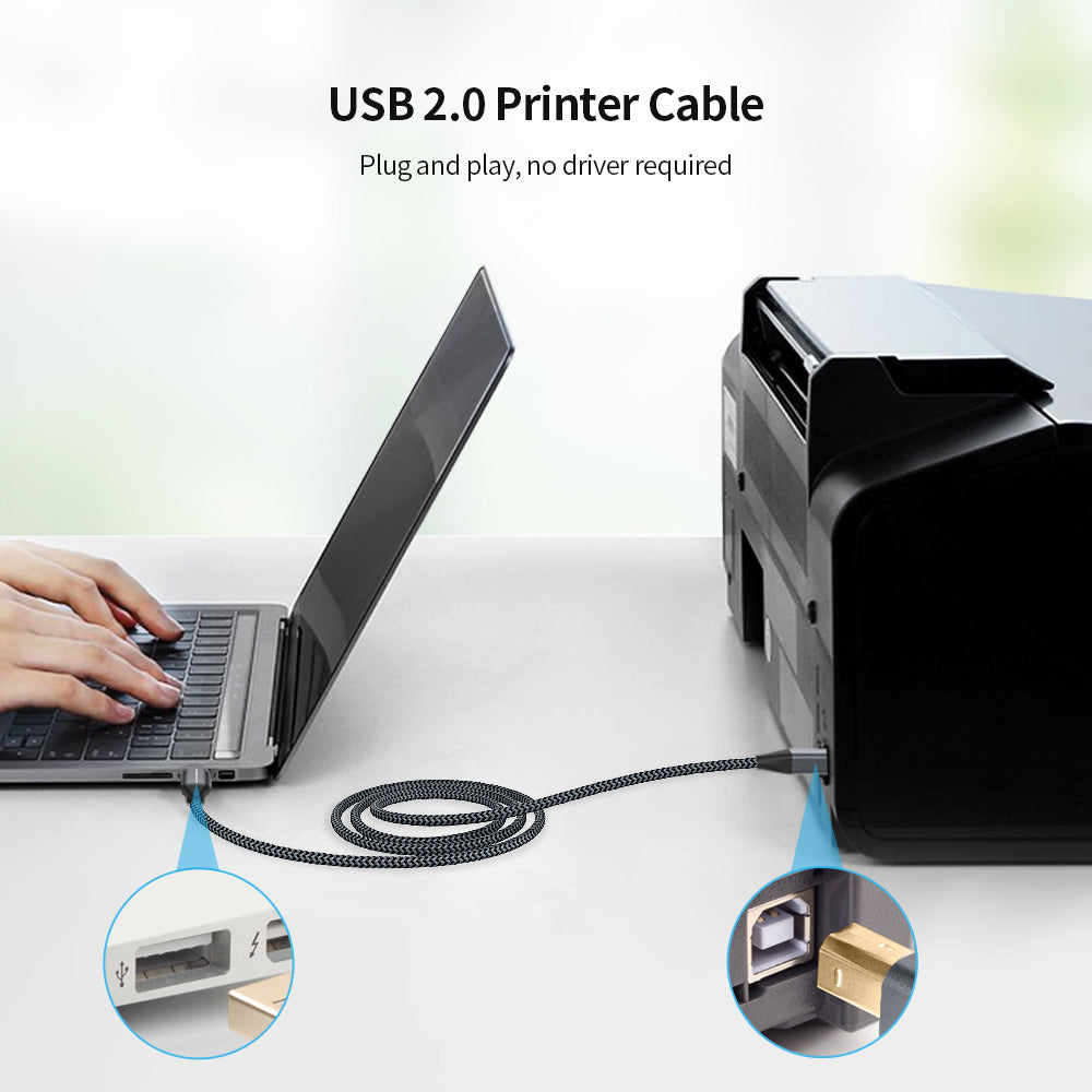 SUNGUY Langes USB A auf B 2.0 Druckerkabel, B105
