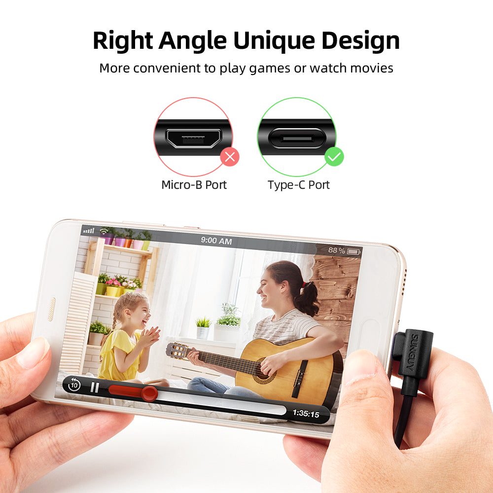 SUNGUY USB A to USB C  Cable  3A 18W Fast Charging Data Cable,  B030C