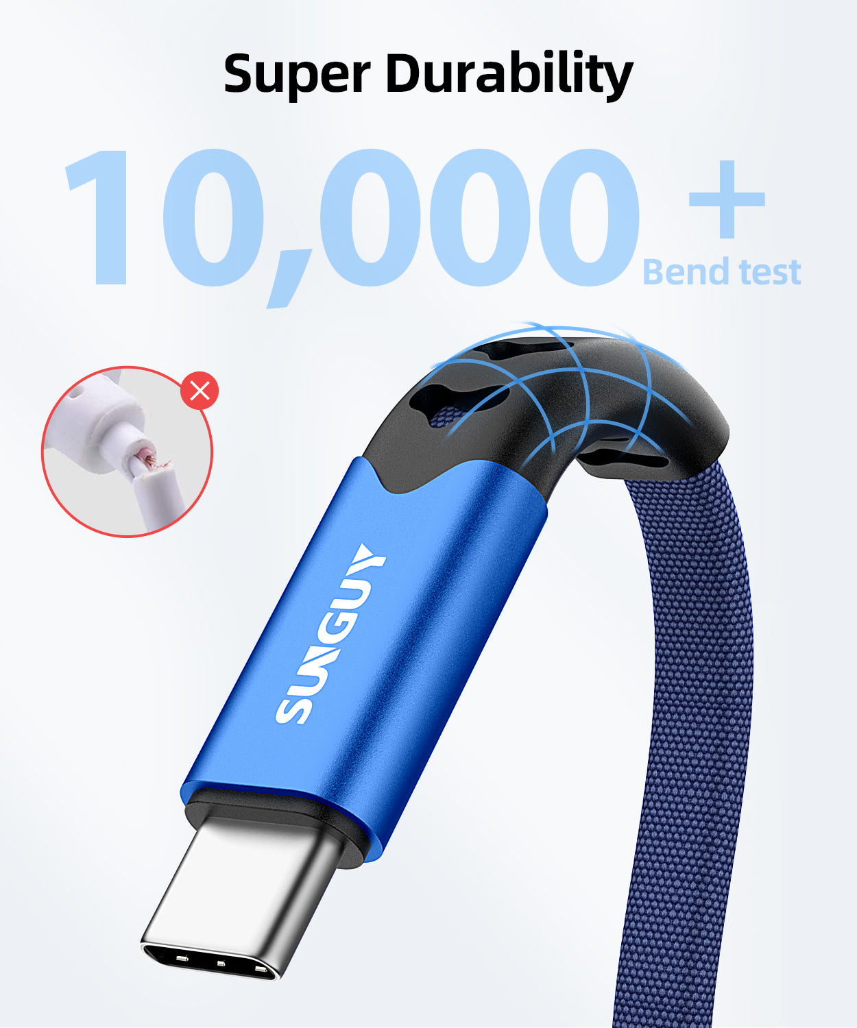 SUNGUY Short USB A to USB C Cable Fast Charging Data Sync Fabric USB Type C Cord(Wholesale & Customized)