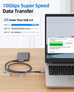 SUNGUY USB C 3.1 Gen 2 to USB A Cable,Right Angle 10Gbps USB to USB C B040AC#