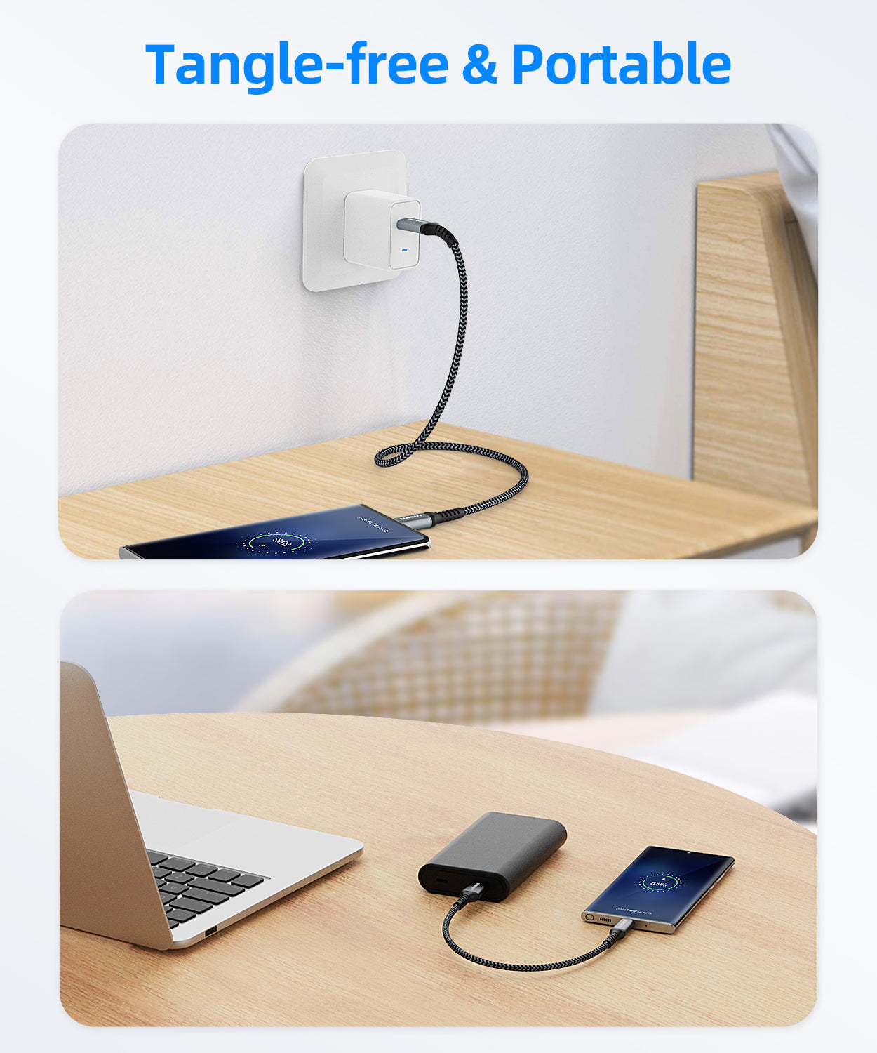 SUNGUY USB C 3.1 Gen 2 USB A Android Auto Cable 10Gbps 3A USB A to C Data Fast Charging Cable, B104