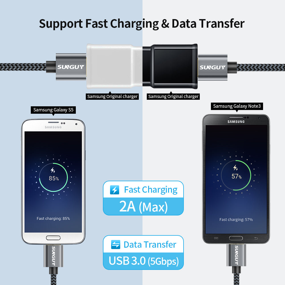 SUNGUY Micro USB 3.0 Cable USB A Male to Micro B Hard Drive Cable, B002