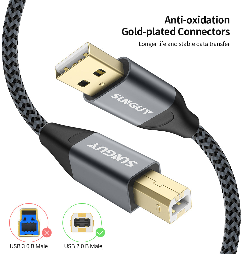 SUNGUY Langes USB A auf B 2.0 Druckerkabel, B105