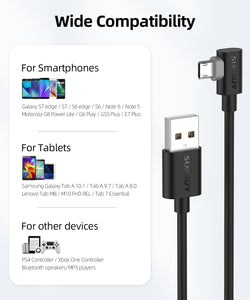 SUNGUY Right Angle 90 Degree Micro USB Fast Charge Data Cable B030B#