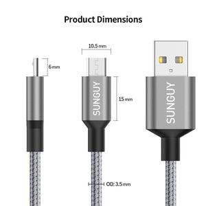 SUNGUY Micro USB 2.0 Nylon Braided Fast Charging & Data Cable (Wholesale & Customized) B004B#