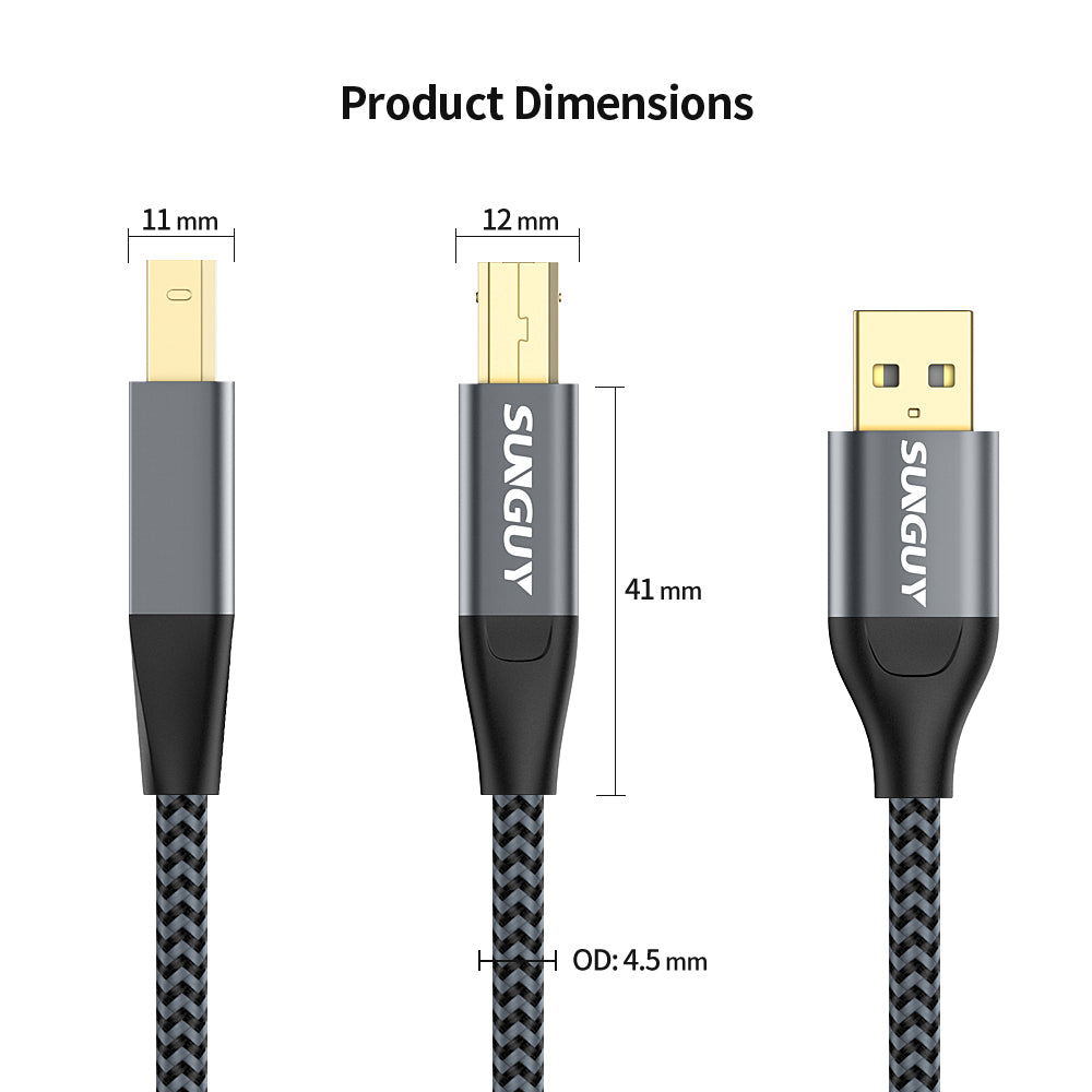 SUNGUY Langes USB A auf B 2.0 Druckerkabel, B105