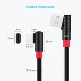 SUNGUY Right Angle 3A USB C Cable Fast Charging Data Cable (Wholesale & Customized)
