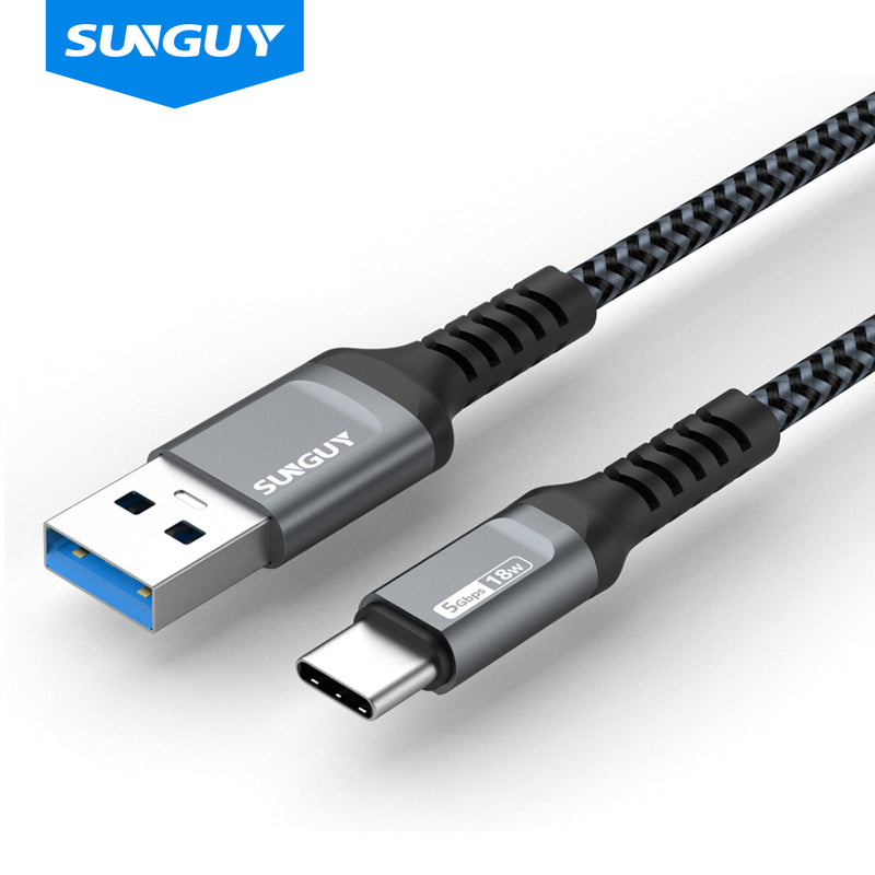 SUNGUY USB 3.0 A to USB C Charger Cable 5Gbps High Speed & Data Transf