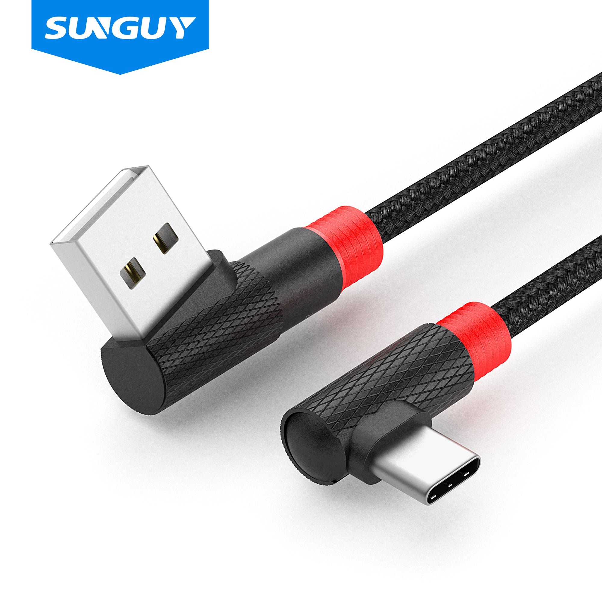 SUNGUY Right Angle 3A USB C Cable Fast Charging Data Cable (Wholesale