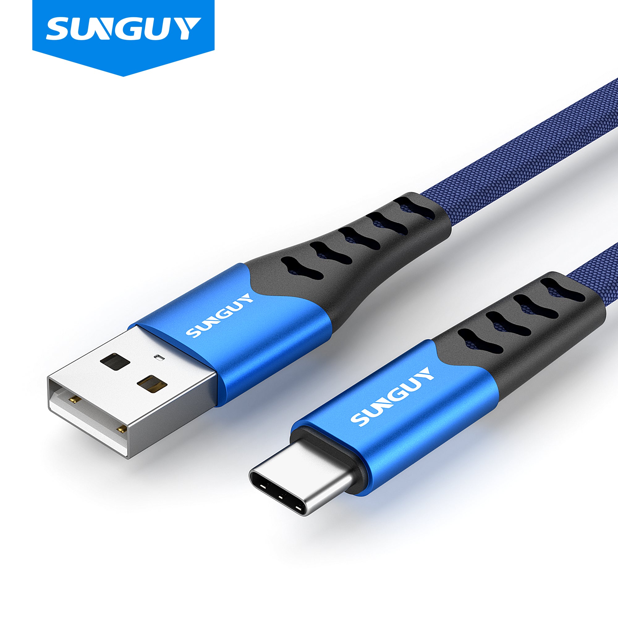 SUNGUY Short USB A to USB C Cable Fast Charging Data Sync Fabric USB T